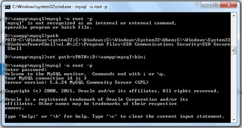 Mysql Is Not Recognised As An Internal Or External Command Operable