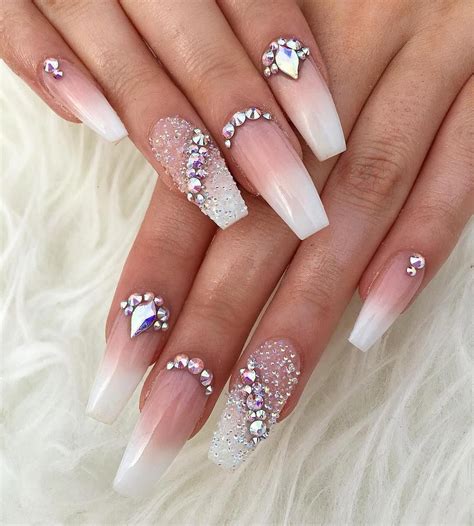 Acrylicnaildesigns Rhinestone Nails Diamond Nails Ombre Nail Art