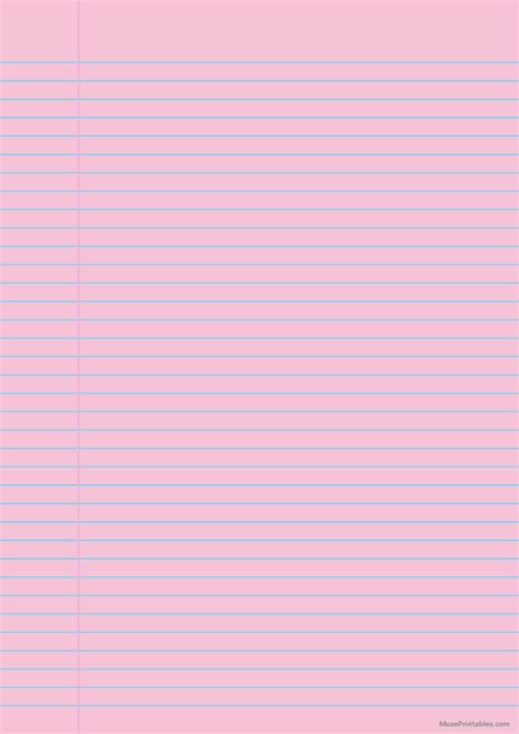 Printable Pink College Ruled Notebook Paper For A4 Paper Artofit