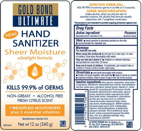 The eu did not name the banks. Gold Bond Ultimate Hand Sanitizer Sheer Moisture (lotion) Chattem, Inc.