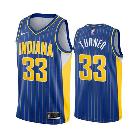 Myles Turner Indiana Pacers 2020 21 Blue City Edition Jersey New