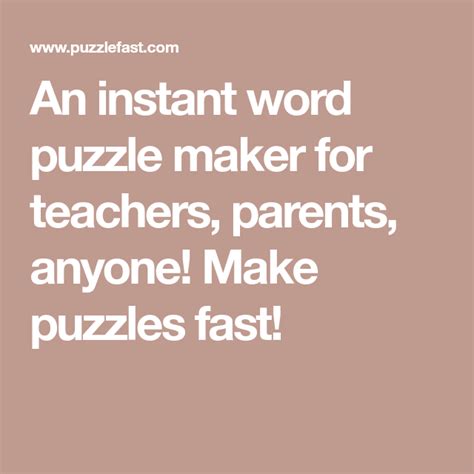 An Instant Word Puzzle Maker For Teachers Parents Anyone Make