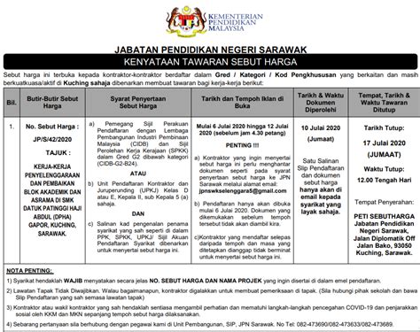 Konsortium malaysia is registered with the unit pendaftaran kontraktor & juruperunding. HEBAHAN TAWARAN SEBUT HARGA 📣... - Jabatan Pendidikan ...