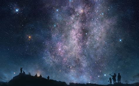 Download Star Silhouette Starry Sky Galaxy People Artistic Sky Hd Wallpaper