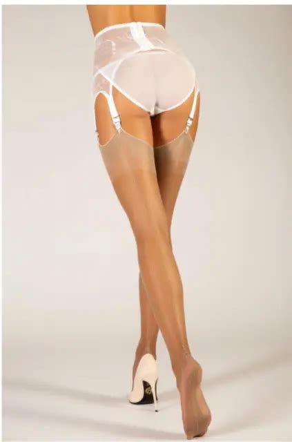 Cervin Tentation Fully Fashioned Seamed Stockings Nude Size Bnwt