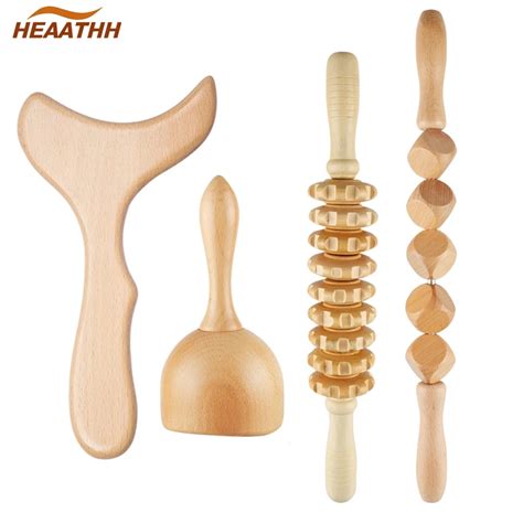Body Wooden Massage Roller Stick Wood Gua Sha Paddle Massage Cup Lymphatic Drainage Massager For