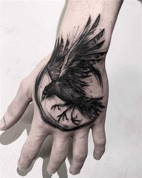 Raven Tattoo Designs On Hand Such Big Profile Miniaturas