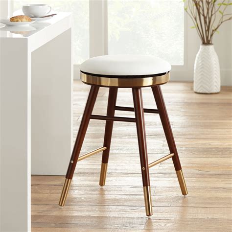 Studio 55d Parker White Leather Backless Counter Stool