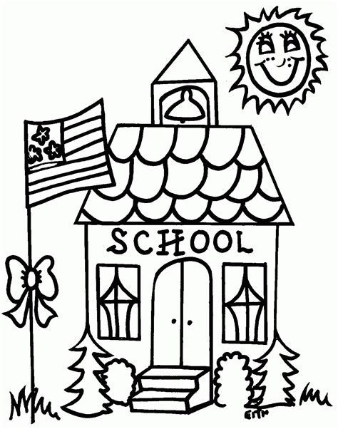 Coloring Page Of A School Building Coloring Home