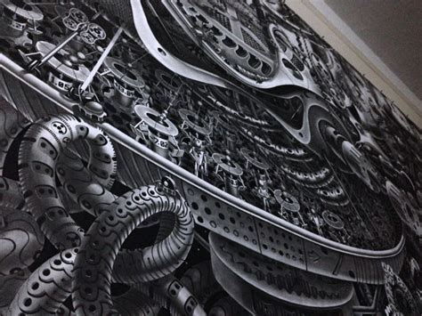 Large Scale Graphite And Ink On Paper Drawings Of A Hybrid Surreal