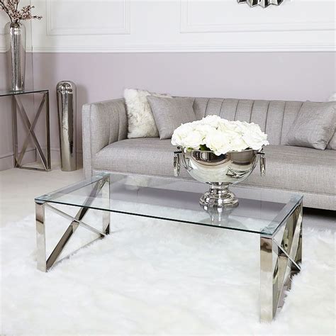 Zenn Contemporary Stainless Steel Clear Glass Lounge Coffee Table Picture Perfect Home Table