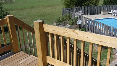 Here is how to mix and match designs to get more visual interest from a common 2x2 wood picket railing. Central Kansas Home & Building Repair: Exterior Deck Stair ...