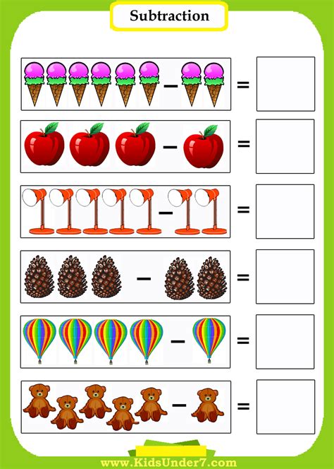 Simple Math Subtraction Worksheets