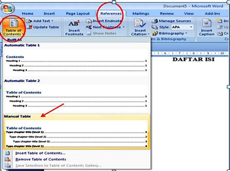 Cara Membuat Daftar Isi Secara Otomatis Di Microsoft Word Riset