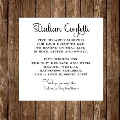 Italian Themed Wedding Wedding Poems Wedding Confetti Italian