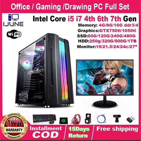 Desktop Computer Set Gaming Pc Full Set Core I5 4th I7 4th I5 6th I5