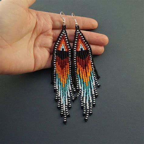 Native Beaded Earrings Seed Bead Earrings Native America Etsy In