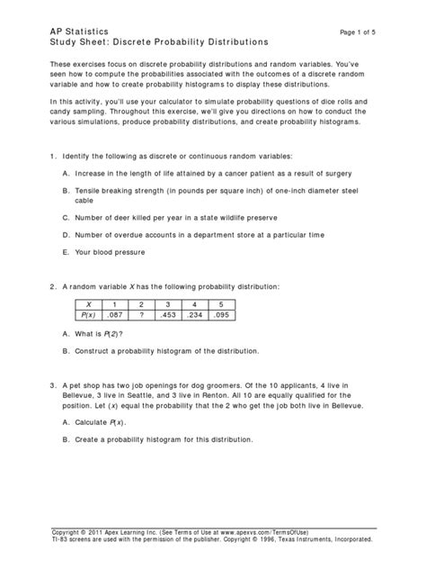 Ap Statistics Study Guide Probability Distribution Randomness