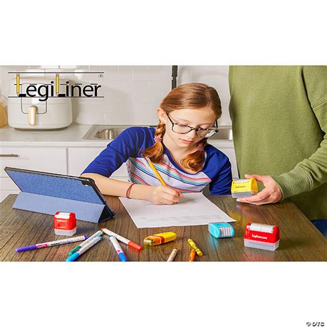 Legiliner Self Inking Teacher Stamp 3 8 Inch Double Solid Handwriting Lines Roller Stamp