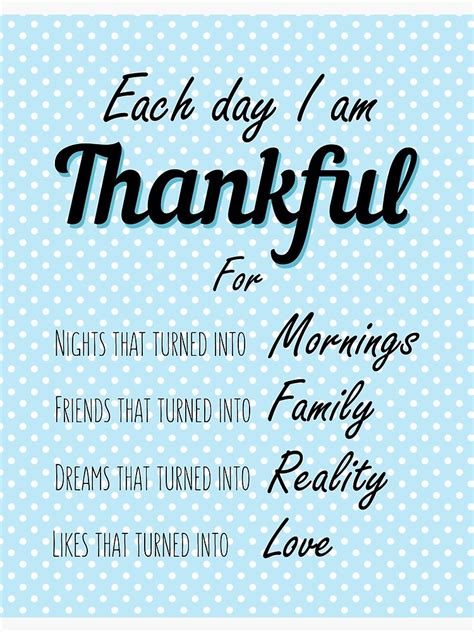 Gratitude Each Day I Am Thankful Quote Blue Dots Poster By Katew162
