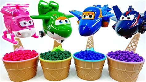 Learn Colors With Super Wings Ice Cream Cups And Beads Lulupoptv Youtube