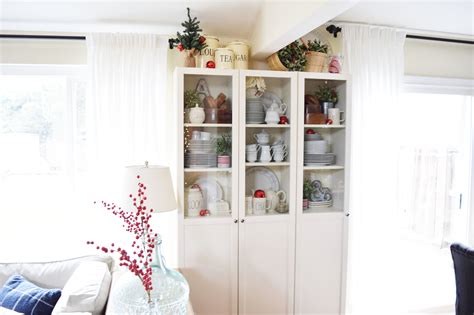 How to decorate a china cabinet for christmas. Simple Christmas decor to our Ikea DIY china cabinet ...