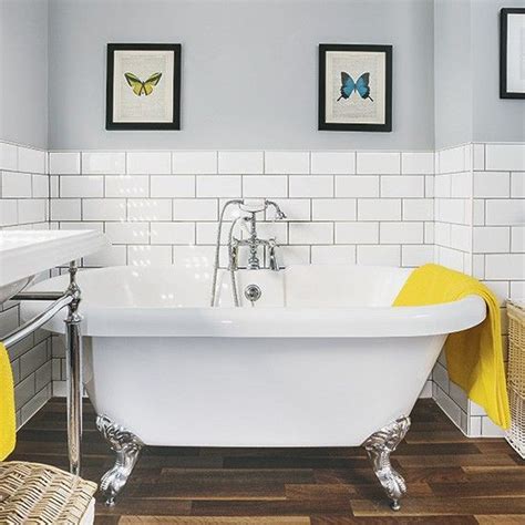 The fixedness of wooden bathroom furniture has also come in point of in leaps and bounds. Modern bathroom with metro tiles and wood-effect floor ...