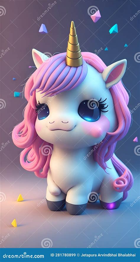 Cute Tiny Anime Unicorn Chibi Adorable Fluffy Logo Design Cartoon