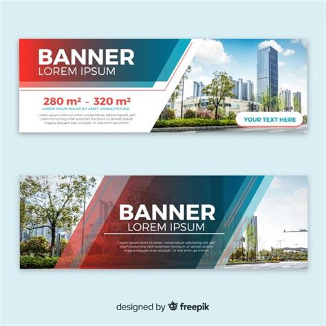 Modern Building Banners With Photo Website Banner Design Banner Ads