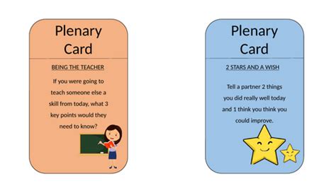 Plenary Cards Teaching Resources