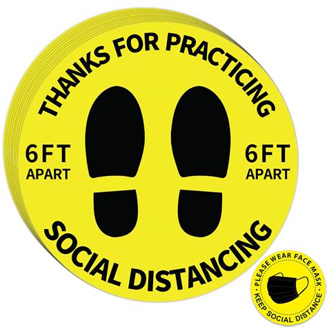 Buy Social Distance Floor Stickers 10 Pack 12 Inches Yellow Floor