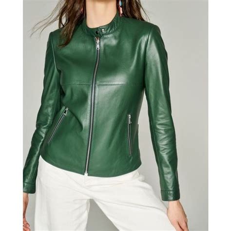 Women Dark Green Leather Jacket Glj In 2022 Leather Jackets Women