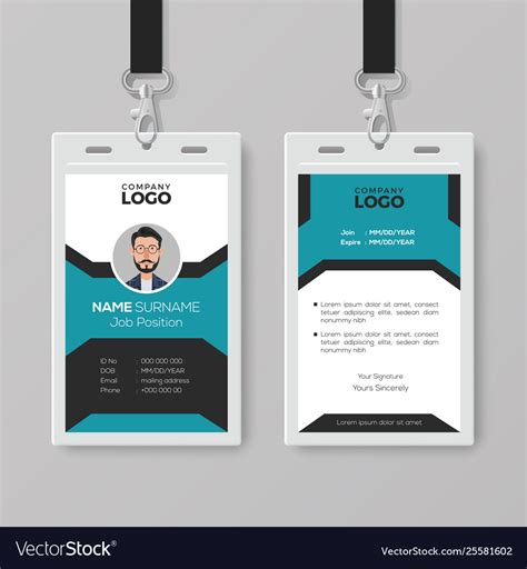 One of our experts will be in touch with you shortly to discuss the best id card printer for your organization. Creative employee id card template Royalty Free Vector Image