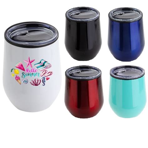 12 Oz Double Wall Insulated Travel Promo Mugs With Clear Acrylic Lid