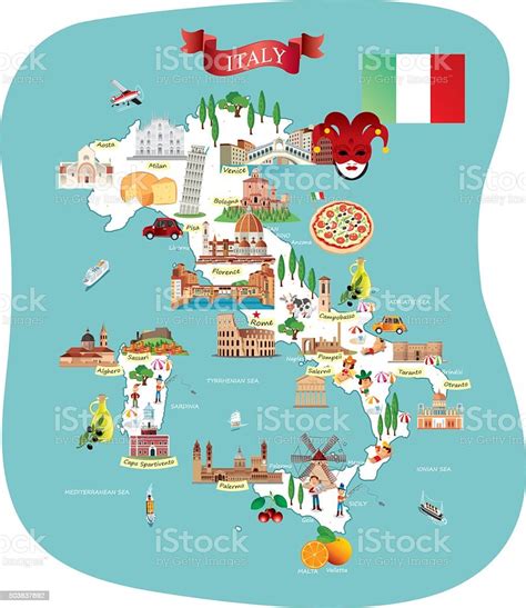 Cartoon Map Of Italy Stock Vector Art 503837692 Istock