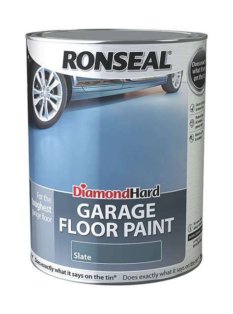 The metallic flakes add some gloss. Ronseal Diamond Hard Garage Floor Paint Slate Satin Garage ...