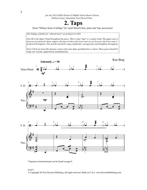 This beautiful and accessible arrangement of taps is suitable for any memorial in which complimentary, compelling harmonies are desired and the ceremony has flexibility. Taps Sheet Music | Ken Berg | 3-Part Mixed Choir