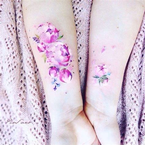 Watercolor Peony Tattoos On The Both Forearms