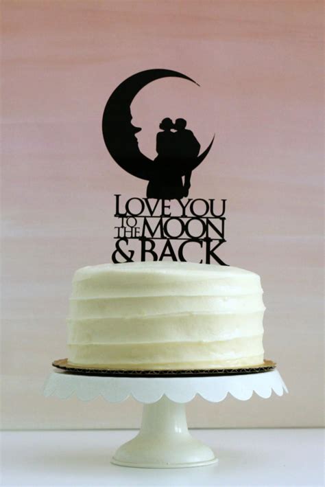 Love You To The Moon And Back Silhouette Wedding Cake Topper From