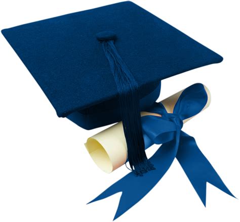 Download Gradcap - Blue Graduation Cap And Diploma - Full Size PNG png image