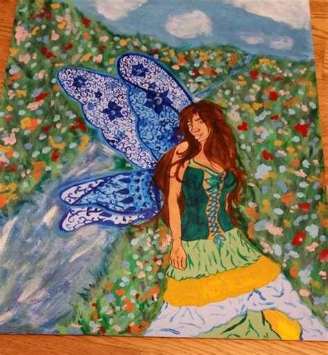 Spring Themed Acrylic Fairy Painting With Henna Art Detailed
