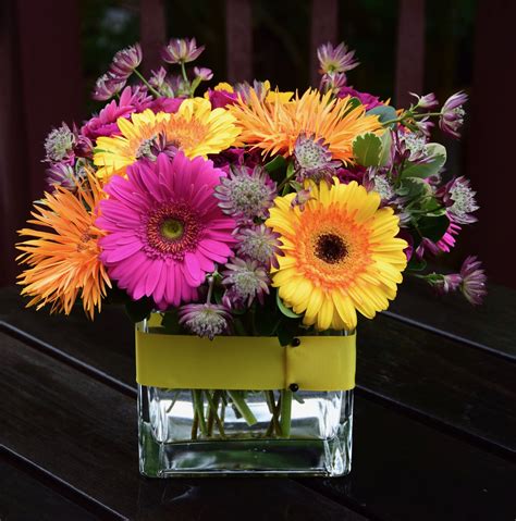 Flower Arrangement With Gerber Daisies And Astrantia Flower