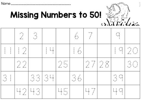 Numbers 1 50 Worksheets For Kindergarten Pdf