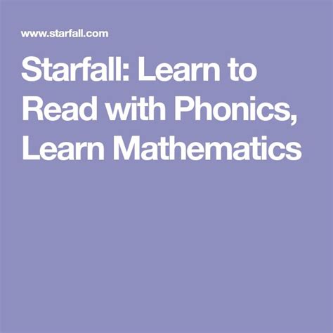 Starfall Is A Great Educational Site For Young Children Learning Their