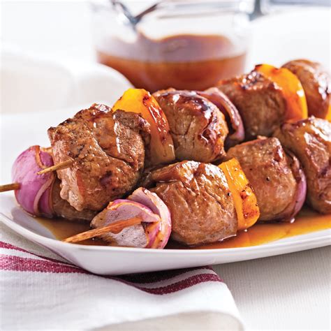 Brochettes de porc sauce sucrée