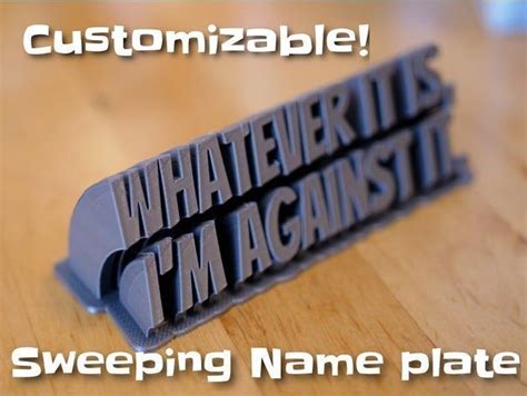 3d Printed Sweeping Name Plate In 2020 Name Plate Names Prints