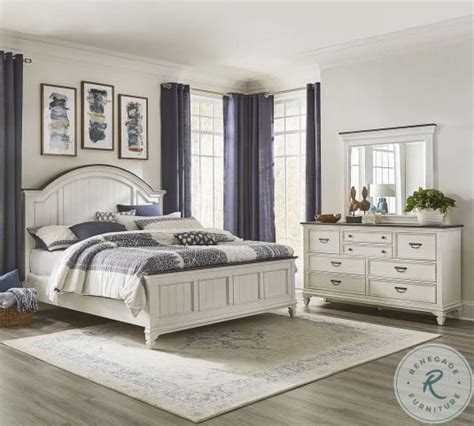 Allyson Park Wirebrushed White King Arched Panel Bed From Liberty Coleman Furniture