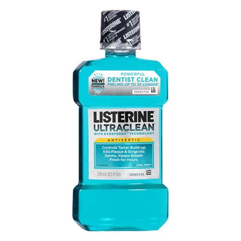 listerine ultraclean antiseptic cool mint mouthwash 250 ml