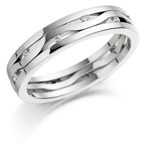 Men's wedding bands & rings. Light Waves Diamond Rings - Wedding Rings