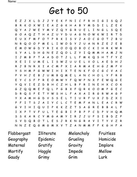Get To 50 Word Search Wordmint